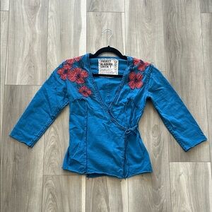 Y2K-era Anthropologie Project Alabama Green Wrap top | Size S | 100% Cotton